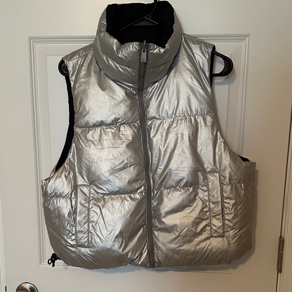 Reversible Silver and Black Puffer Vest